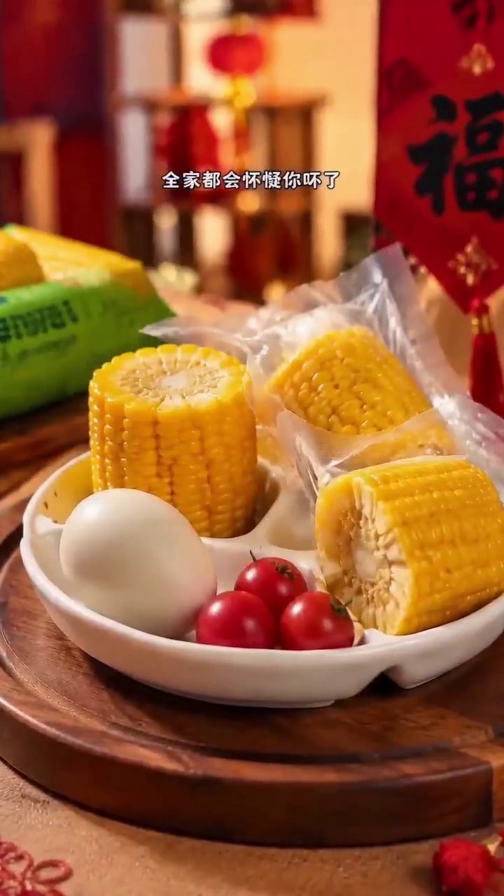 盤中盛裝即食水果玉米的商品畫面